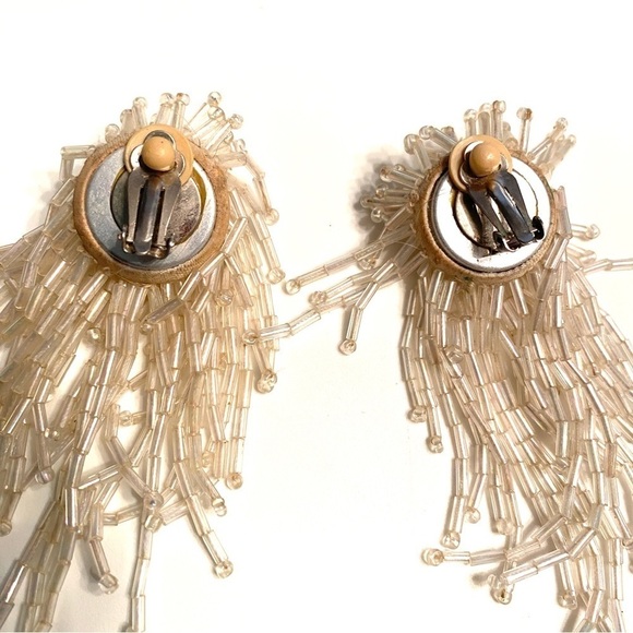 Vintage Clip-on Fireworks Beaded Earrings - Picture 3 of 5